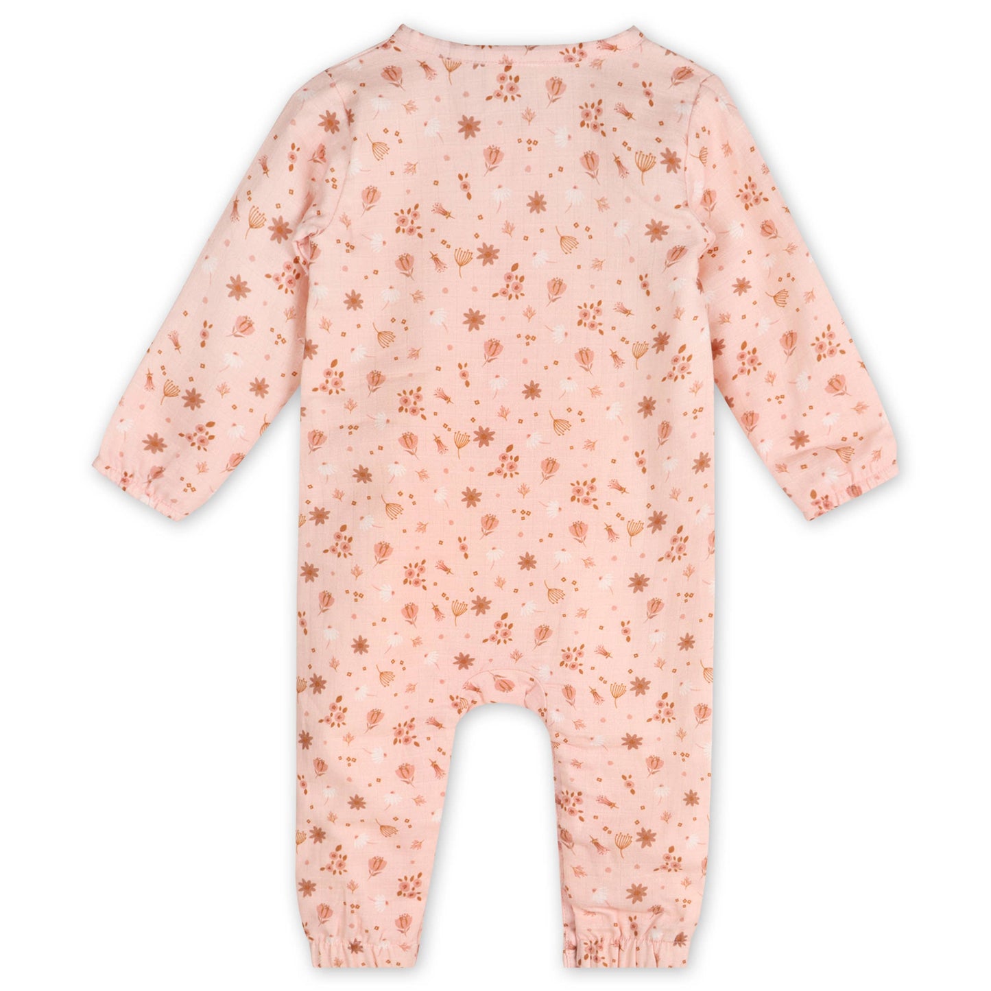 Pink Floral Long Sleeve Baby Jumpsuit  (Organic Muslin)