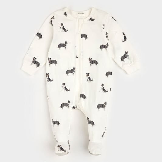 Australian Shepherd Print on Off-White Sleeper: Off White