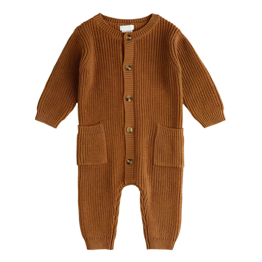 Amber Sweater Knit Playsuit: Gold