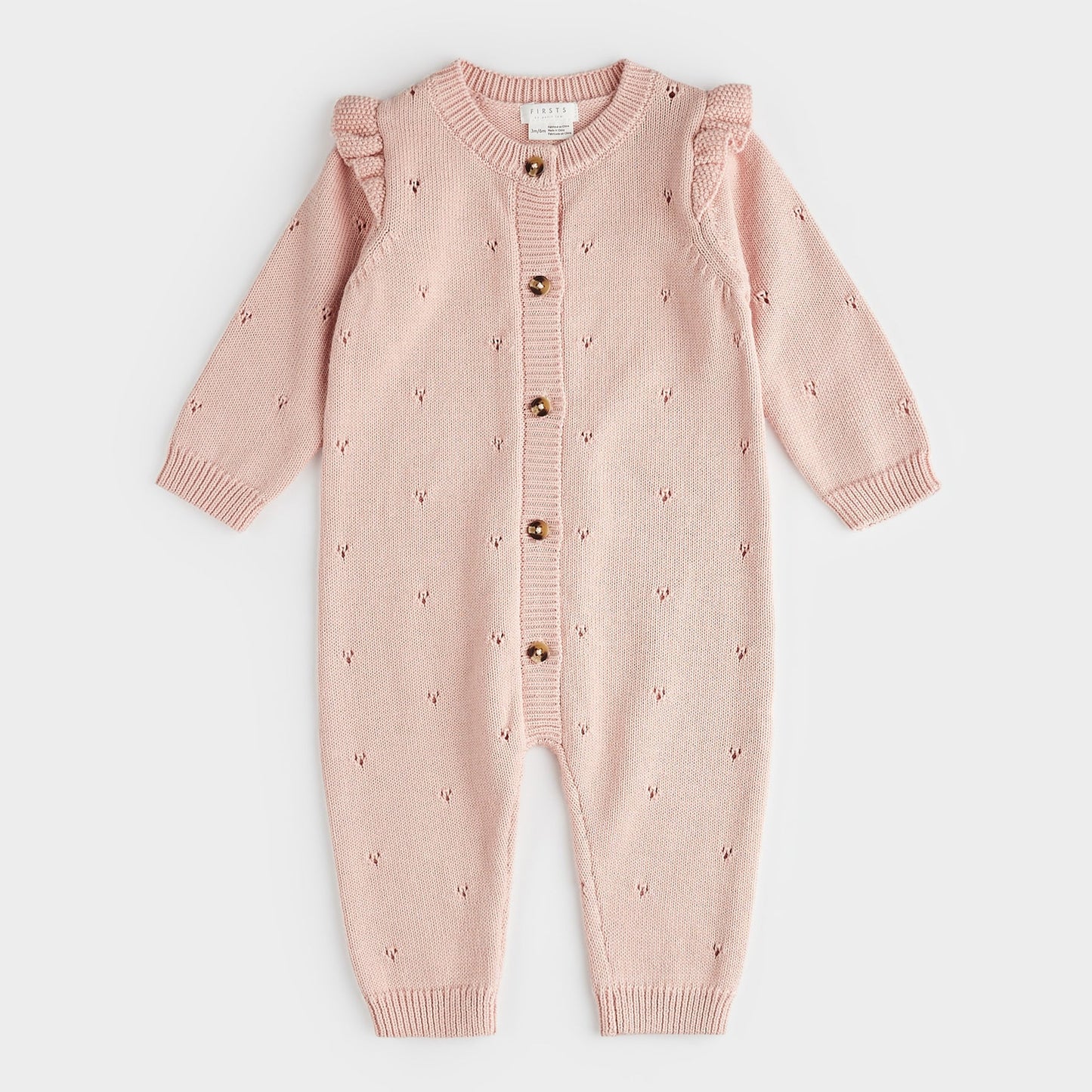 Peony Pointelle Knit Playsuit: Light Pink