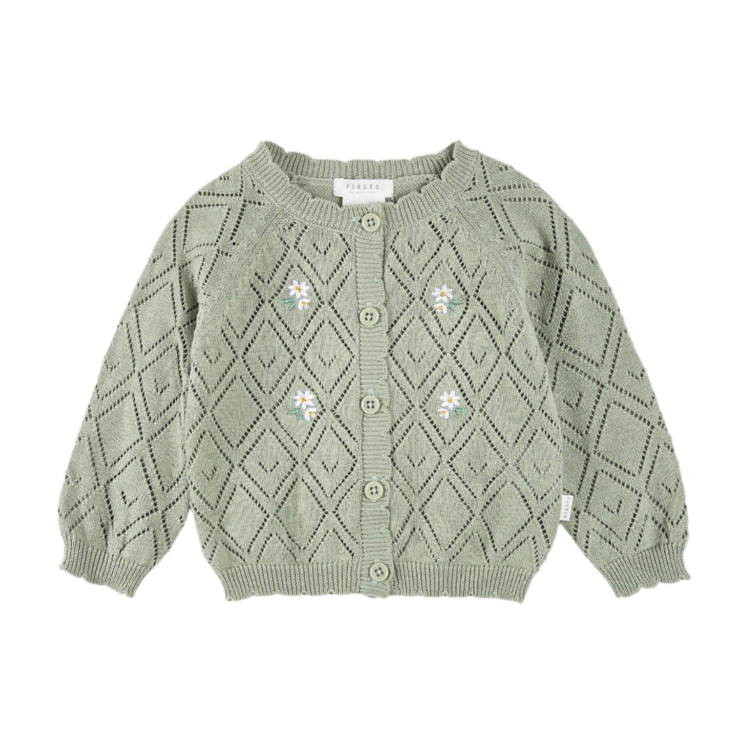 Sage Pointelle Knit Cardigan