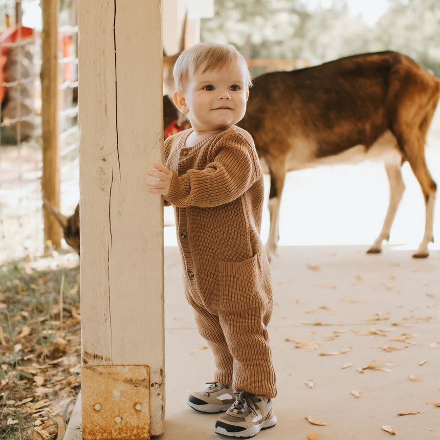 Amber Sweater Knit Playsuit: Gold