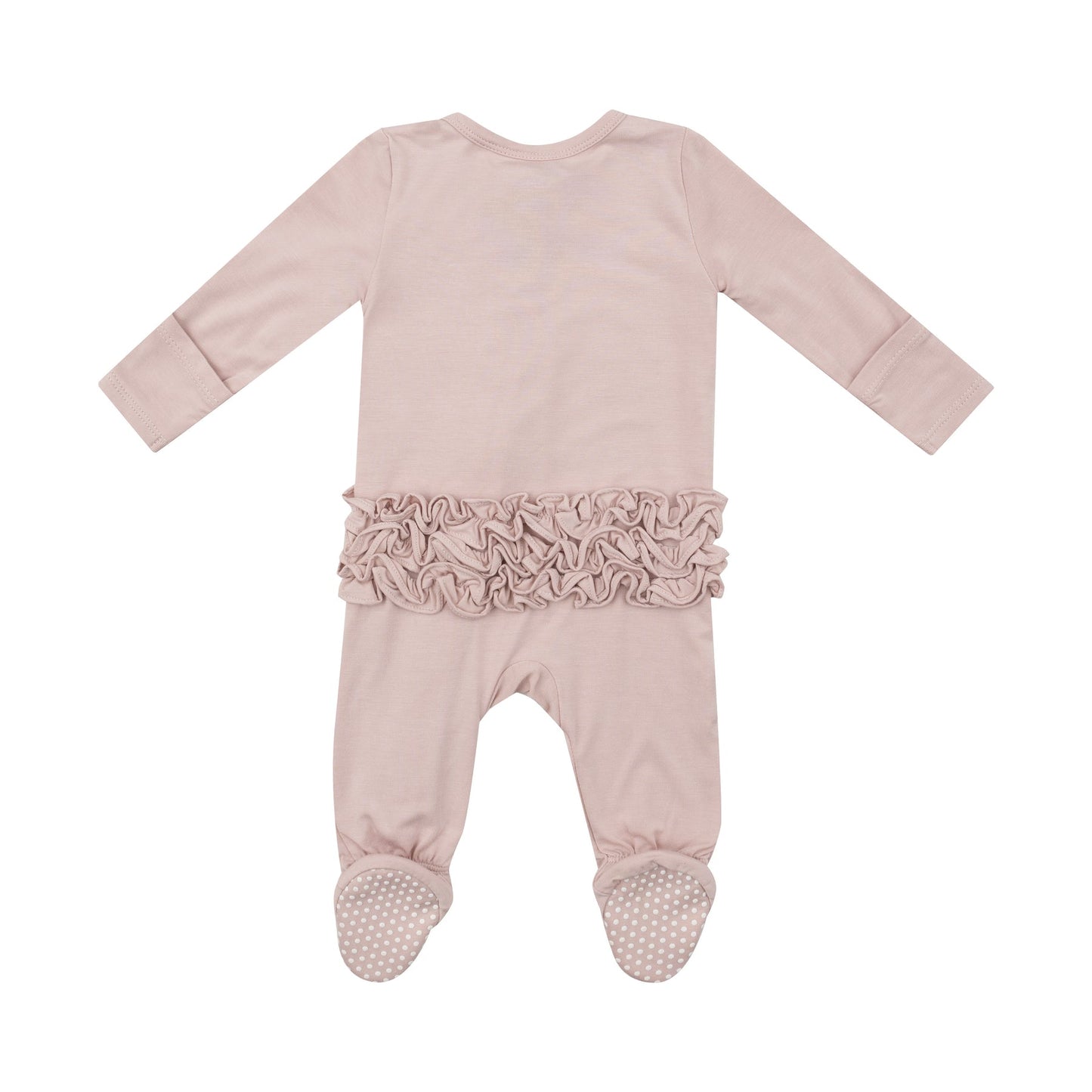 Sepia Rose - 2 Way Zipper Ruffle Baby Footie: Pink