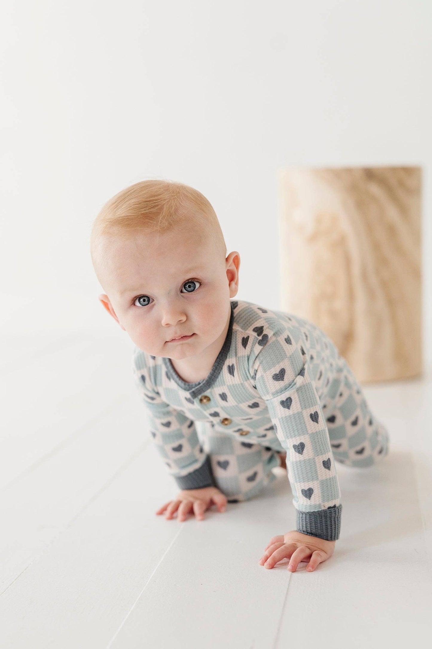 Blue Valentines Waffle Romper