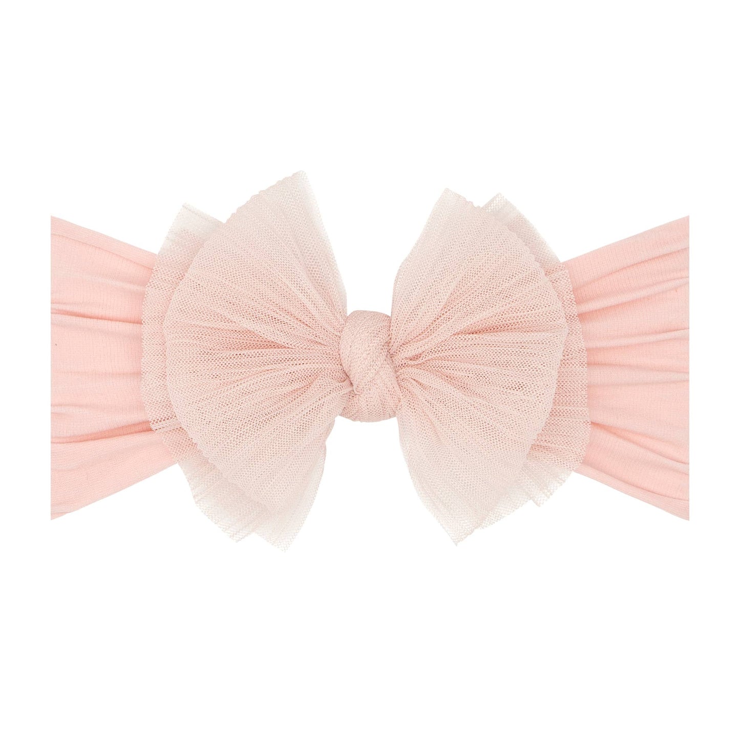 Pleated Rose QuartzTulle FAB soft nylon headband