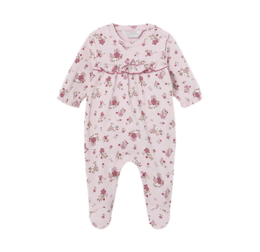 Pink Floral Baby Footie