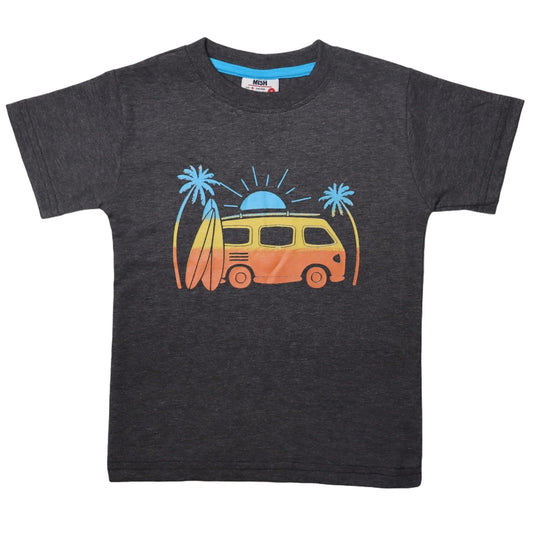 Sunset Van Distressed Tee: Black