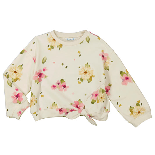 Girls Floral Sweater- Chickpea