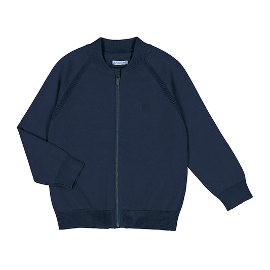 Knit Zip-up Sweater- midnight blue