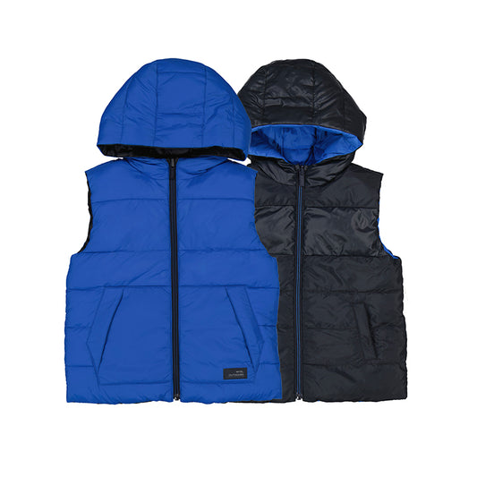 Boys Versible Vest- cerulean blue/black