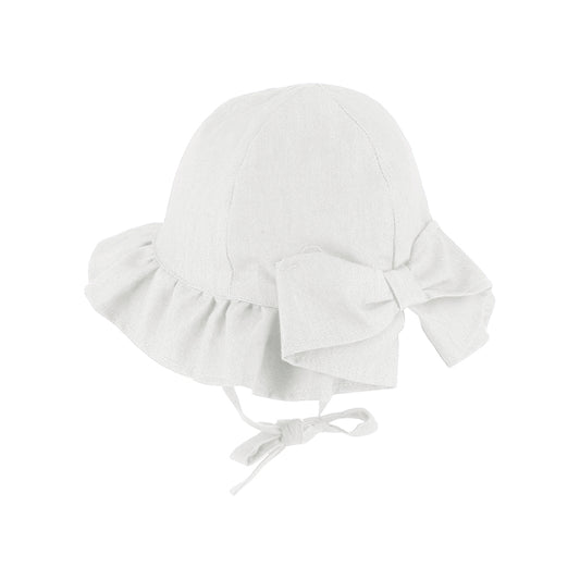 White Ruffle Bow Hat