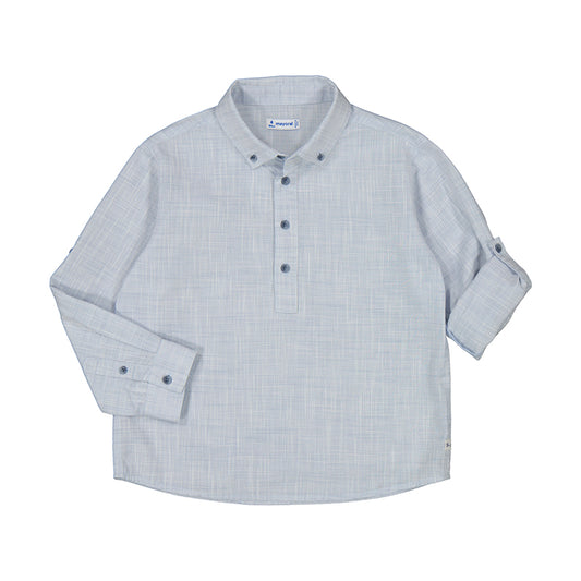 Boy's Long Sleeve Collared Shirt- Perla