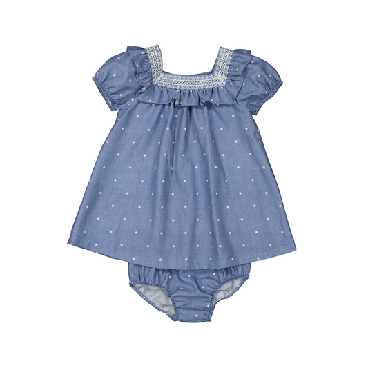 Chambray Swiss Dot Baby Dress