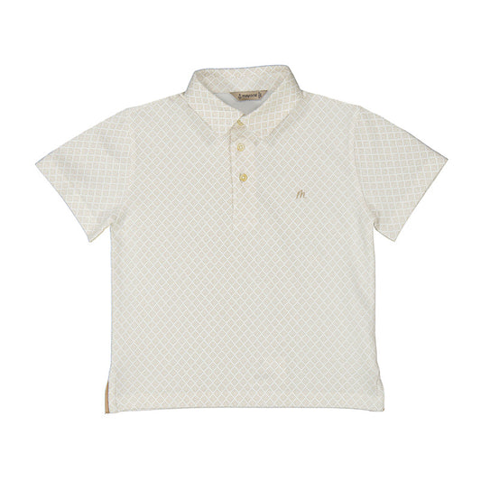 Diamond Print Polo- White Sand