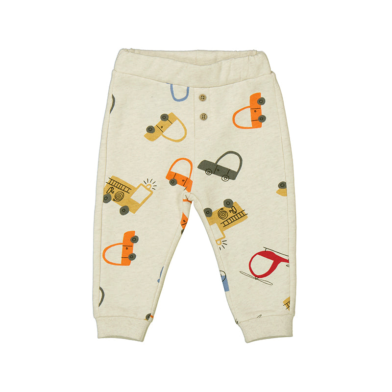 Transportation Knit Baby Pants - Heather Latte