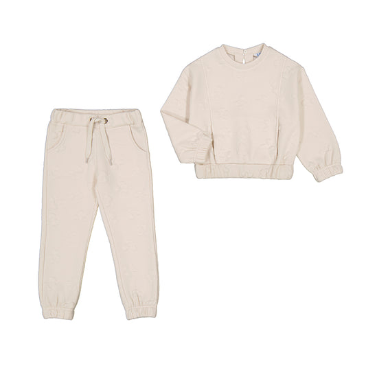 Girls Padded Flower tracksuit- Chickpea