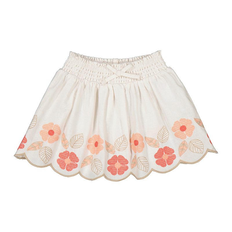 Floral Embroidered Skirt - Bone