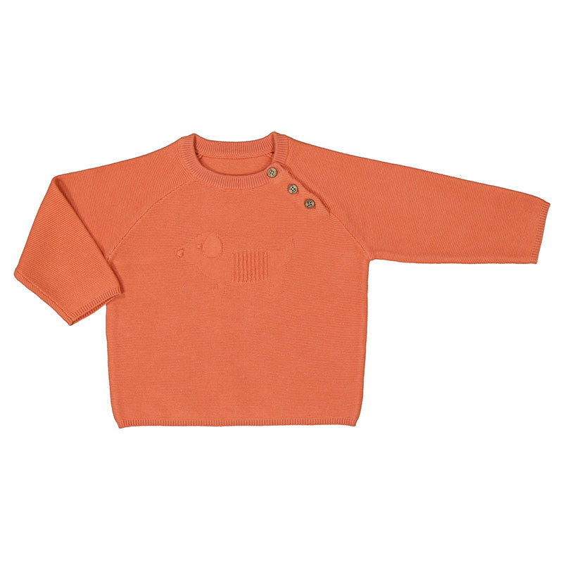 Puppy Knit Sweater- coral