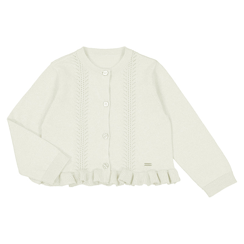 Ruffle Knit Cardigan- natural