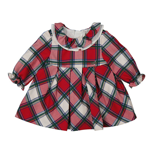 Red L/s plaid Baby dress