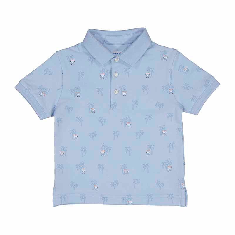 Baby Boy Palm Tree Polo- Cielo