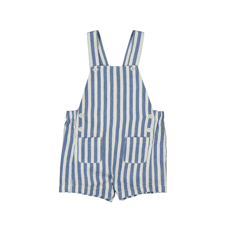 Blue Stripe Short Overalls