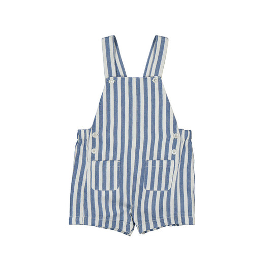 Blue Stripe Short Overalls