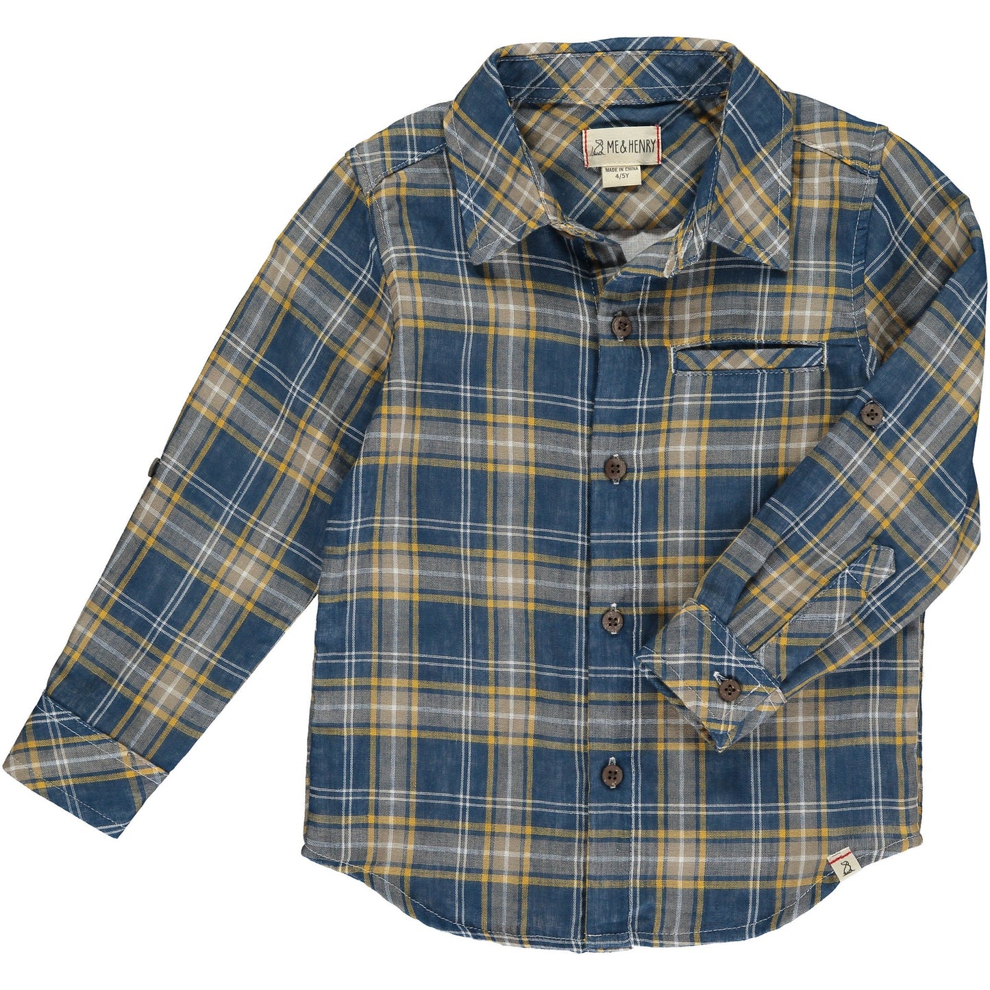 Atwood Woven Shirt: Blue/Gold Plaid