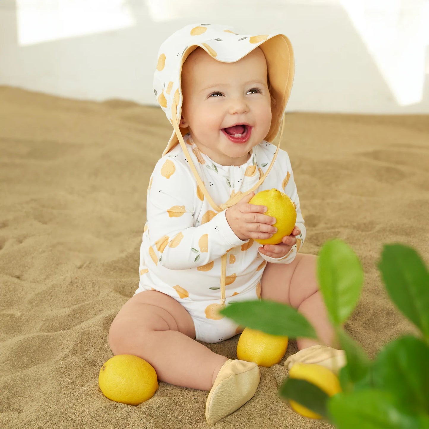 Lemon Print Long-Sleeve Rashguard Set