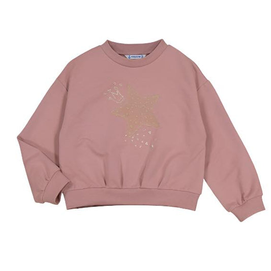 Girls Glitter Star Sweatshirt- Rose