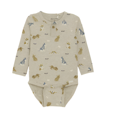 Baby Body Ls Aop: Beige Melange