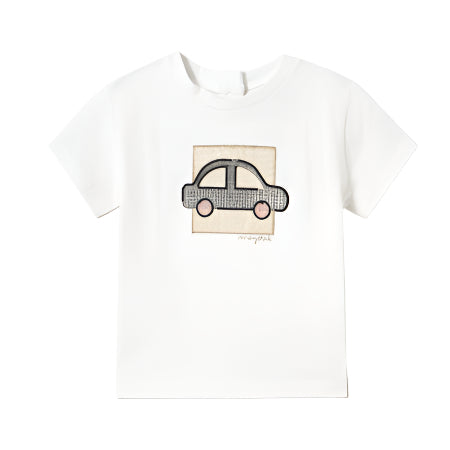 Applique Car T-shirt: White