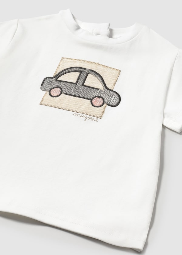 Applique Car T-shirt: White