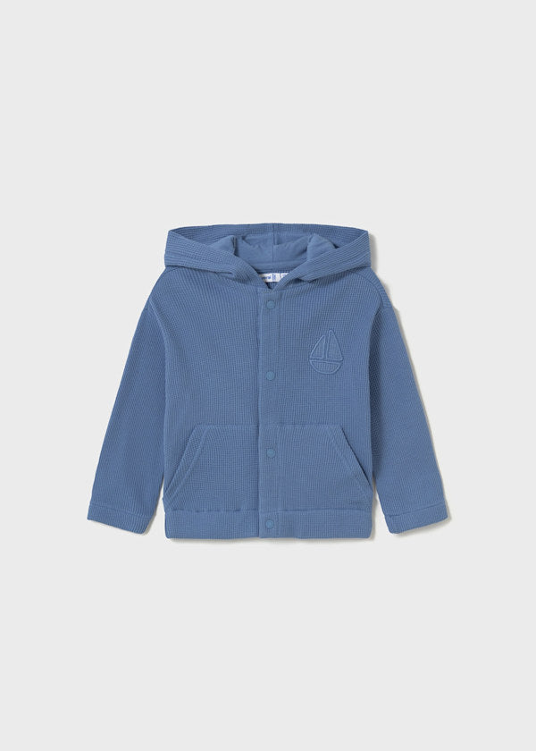 Ribbed Sailboat Hoodie: Capri blue