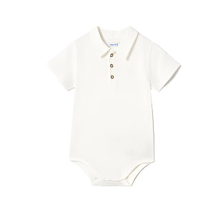 Baby Polo Collar Bodysuit- Cream