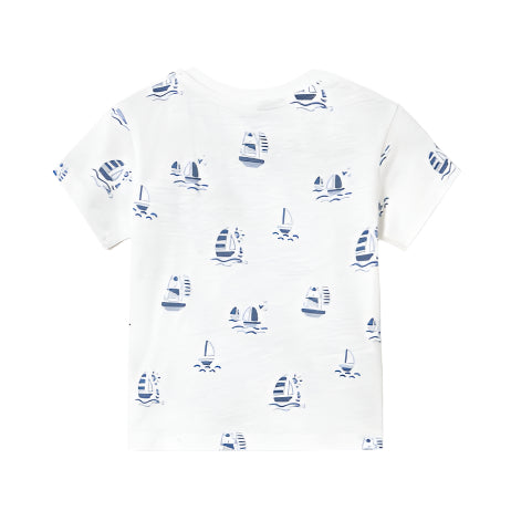 Printed s/s t-shirt: Capri blue