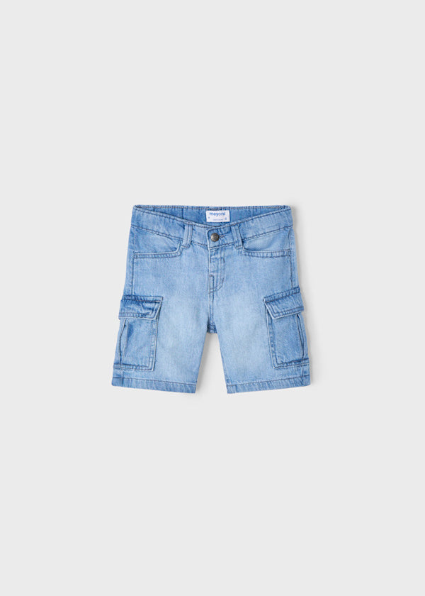 Denim Cargo Short: Bleach