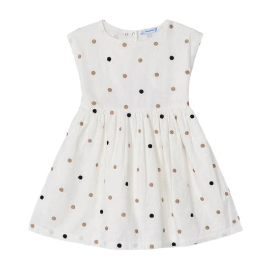 Embroidered Cinnamon Polka Dot Dress