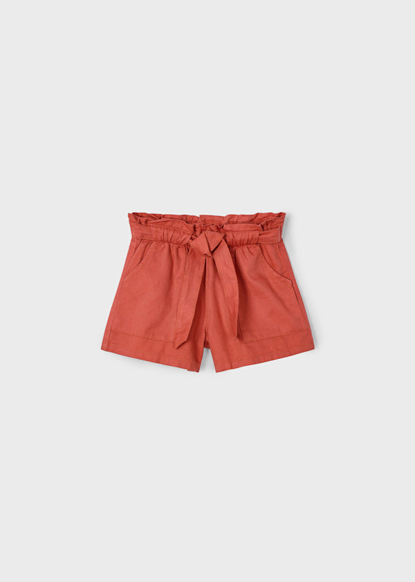 Paper Bag Waist Short: Brick red