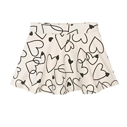 Girls Heart Print Mini Skirt