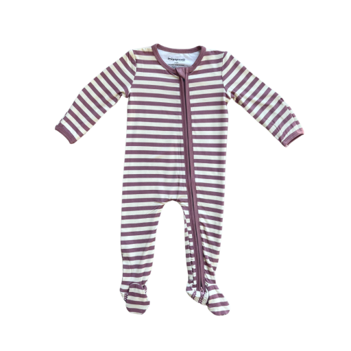 Footie Romper: Mauve Stripe