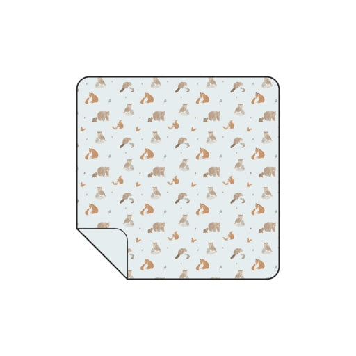 Mixed Woodland Animals Blue - Swaddle Blanket: Light Blue