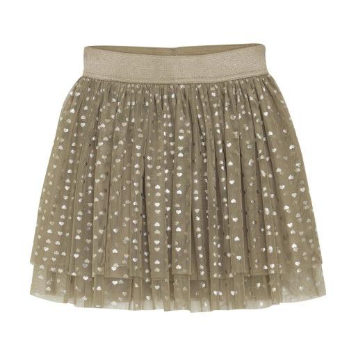 Girls Gold Heart Tutu Skirt: TANNIN