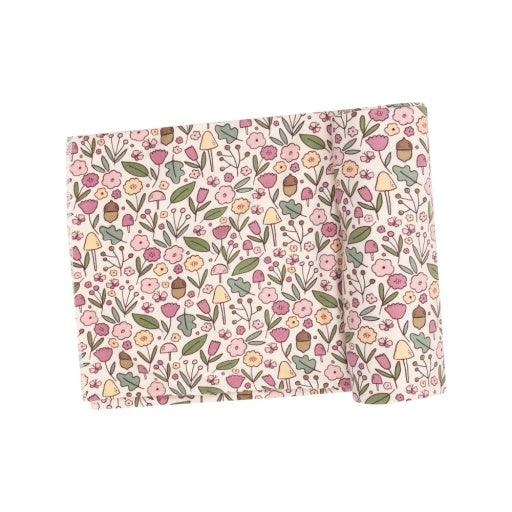 Acorn Floral - Swaddle Blanket: Pink