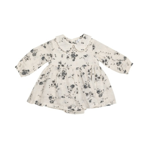 Climbing Roses - Peter Pan Collar Baby Bubble W/ Skirt: Oatmeal