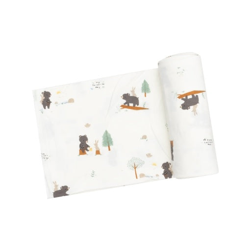 Bear And Bunny Adventures - Swaddle Blanket: White