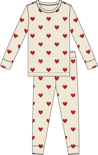 Heart Print 2Pc Baby Pajama Set