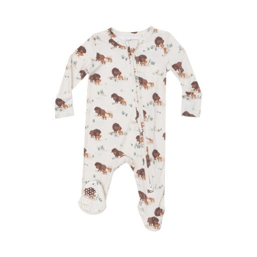 Bison Families - 2 Way Zipper Baby Footie: Beige