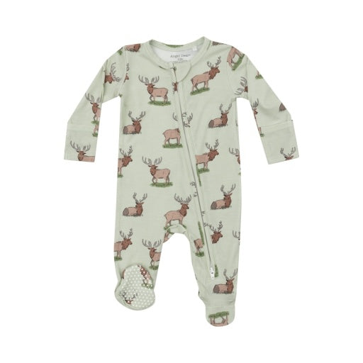 Elk - 2 Way Zipper Baby Footie: Green