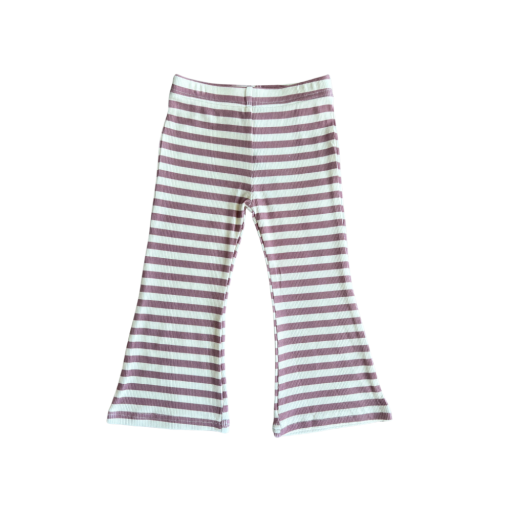 Girls Flare Pants: Mauve Stripe